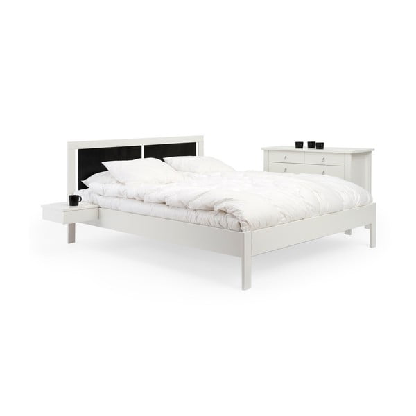 Бяло ръчно изработено легло от масивна бреза с черна табла Koli, 180 x 200 cm - Kiteen
