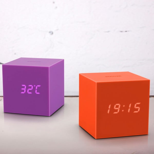 Лилав LED будилник Gravity Cube - Gingko-image-1