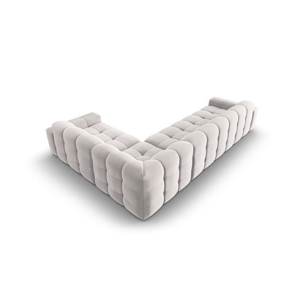 Ъглов диван от светлосиво кадифе (десен ъгъл) Kendal - Micadoni Home-image-4