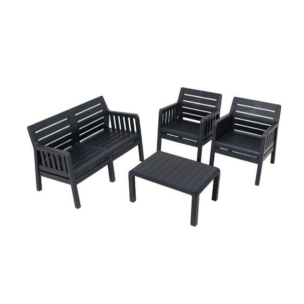 Антрацитен градински комплект за отдих за 4 души души Lara – Floriane Garden