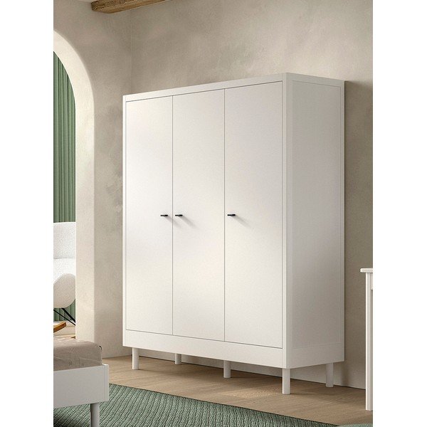 Бял детски гардероб от масивен бук 146x190x55 cm Forrest – Vipack-image-1