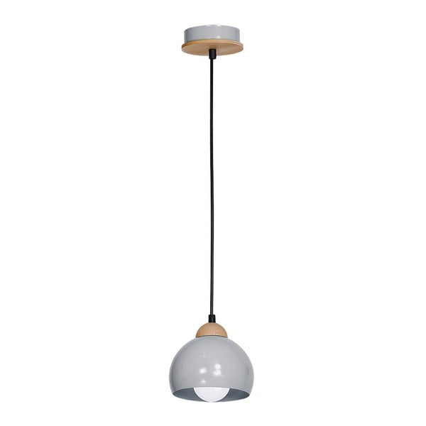Сива висяща лампа с дървени детайли Dama Uno - Homemania