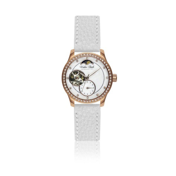 Дамски часовник с бяла каишка от естествена кожа Union - Walter Bach