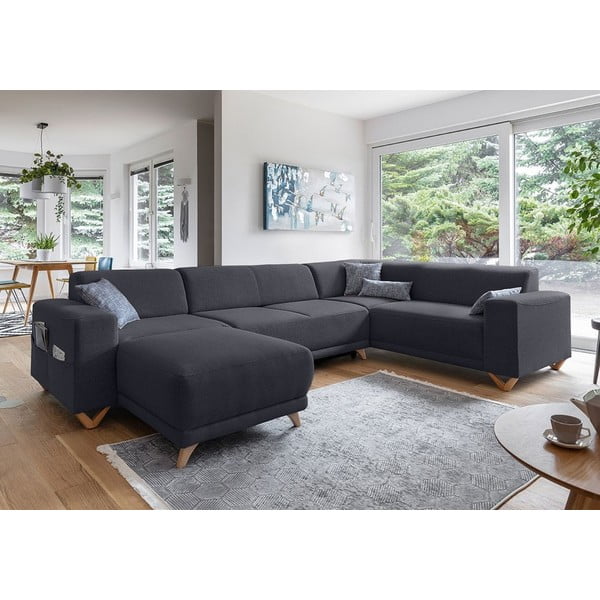 Антрацитен разтегателен/с място за съхранение ъглов диван (десен ъгъл/U форма) Classy Sophie – Miuform-image-3