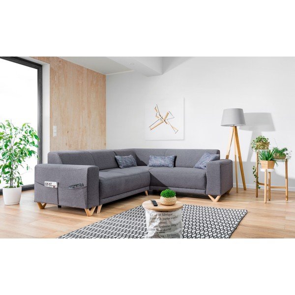 Сив разтегателен/с място за съхранение ъглов диван (десен ъгъл/L форма) Classy Sophie – Miuform-image-3