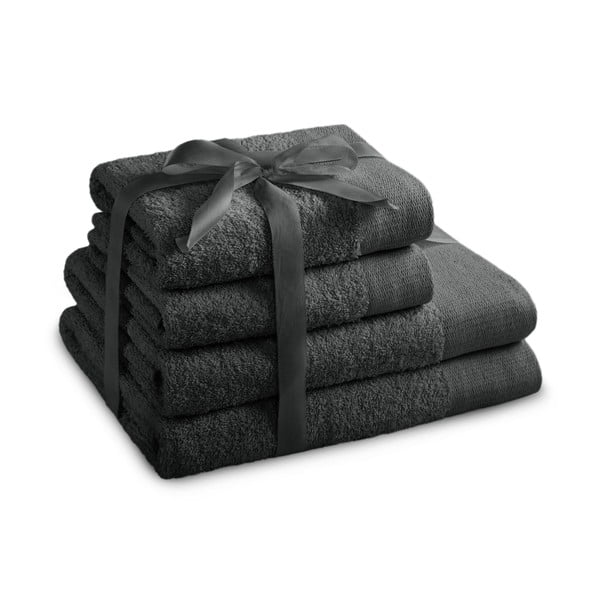 Тъмносиви памучни хавлии и кърпи за баня в комплект от 4 бр. от тери Amari – Restilo