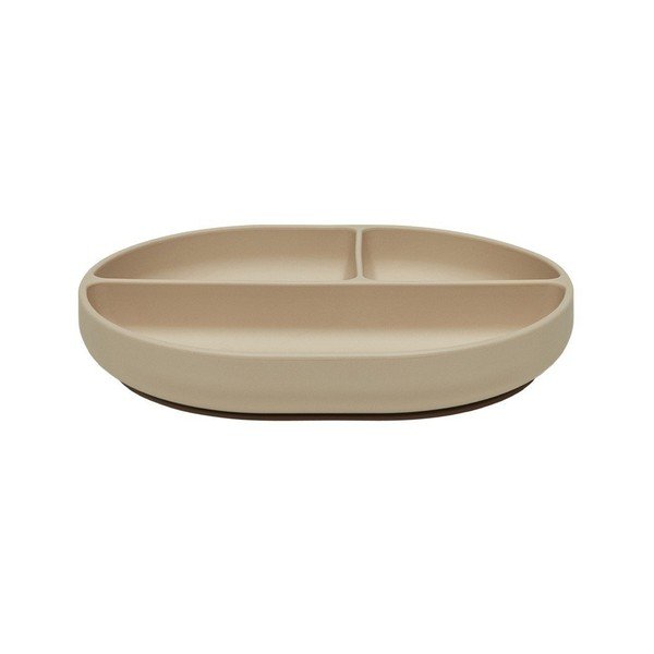 Бежова силиконова детска чиния 17x21,5 cm Enkei – OYOY Mini