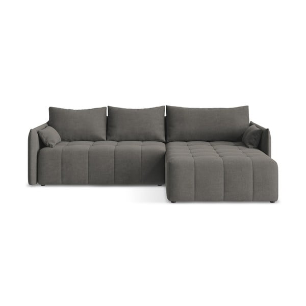 Тъмносив разтегателен ъглов диван с място за съхранение (десен ъгъл) Moku – Makamii