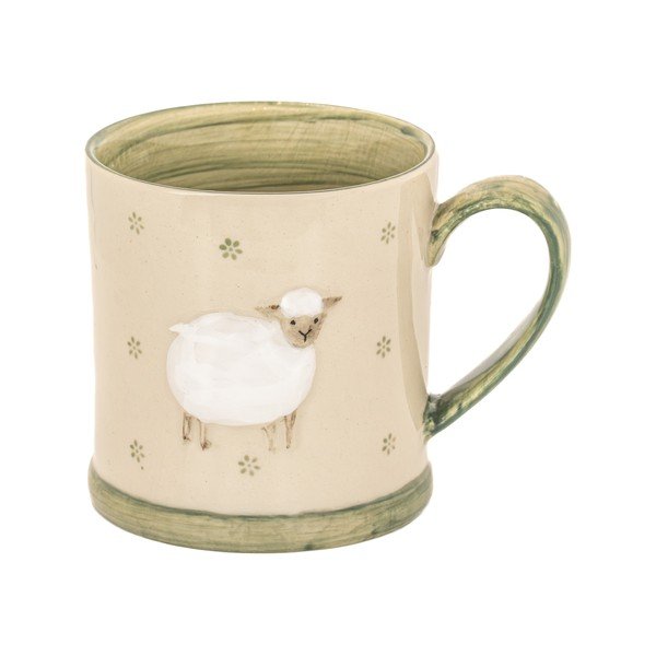 Зелено-бежова глинена чаша 225 ml Sheep – Sass & Belle