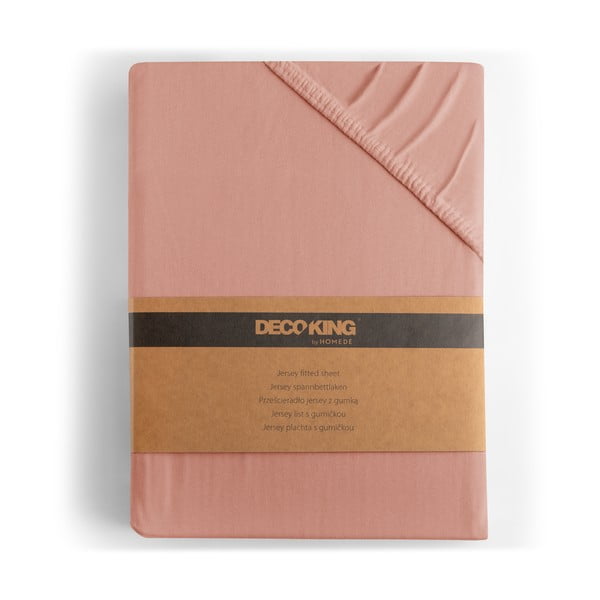 Еластичен чаршаф от джърси в прасковен цвят 240x220 cm Amber – Restilo-image-4