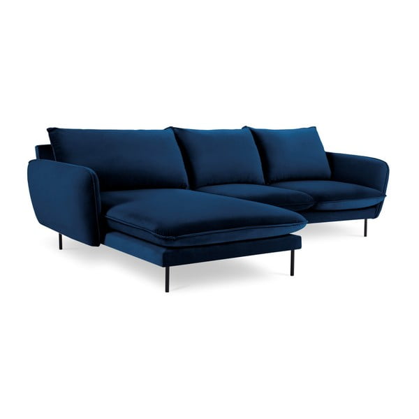 Ъглов диван от синьо кадифе , ляв ъгъл Vienna - Cosmopolitan Design
