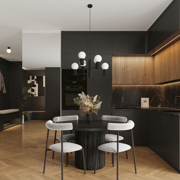 Черно висящо осветително тяло със стъклен абажур Orbital – Sollux-image-2