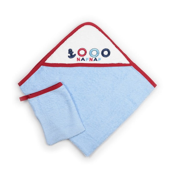 Комплект бебешки кърпи с качулка и ръкавици за пране Little Boat, 75 x 75 cm - Naf Naf