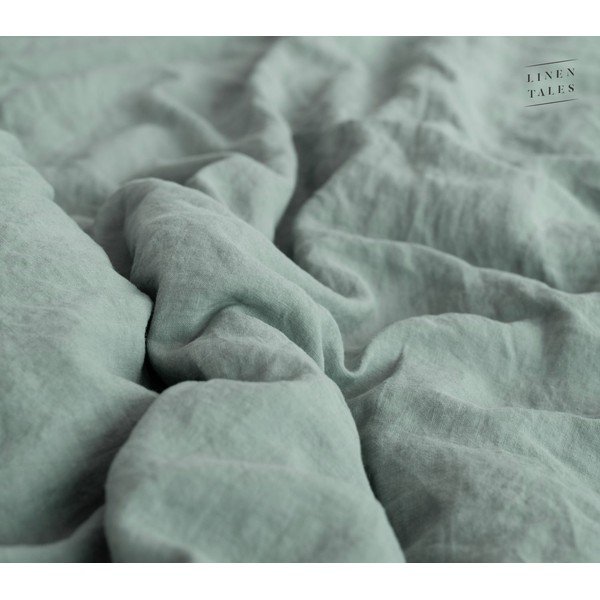 Зелена/синя двойна ленена олекотена завивка 200x200 cm Milieu – Linen Tales-image-1