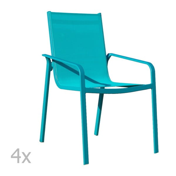 Комплект от 4 градински стола в тюркоазено Lineal - Ezeis