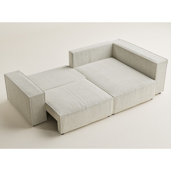 Кремав шенилов сгъваем/с място за съхранение ъглов диван (десен ъгъл/L форма) Tonga – Maison de Rêve-image-3