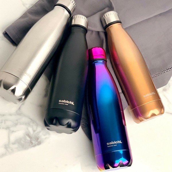 Матова черна бутилка от неръждаема стомана , 450 ml - Sabichi-image-1