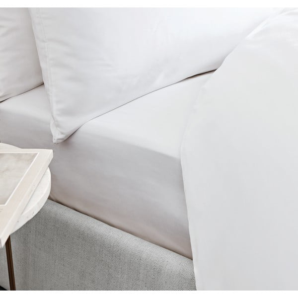 Бял памучен чаршаф от сатен Classic, 135 x 190 cm - Bianca-image-1