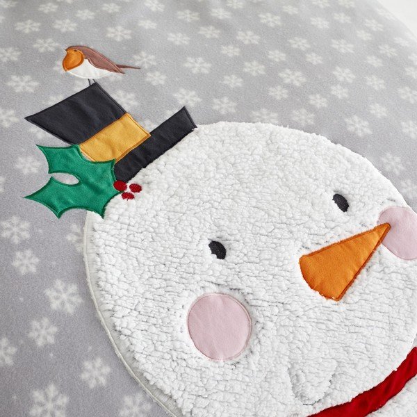 Сиво двойно спално бельо от шерпа 200x200 cm Cosy Snowman – Catherine Lansfield-image-3