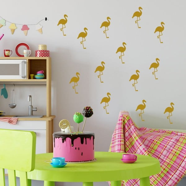 Комплект жълти стикери за стена Flamingo - North Carolina Scandinavian Home Decors