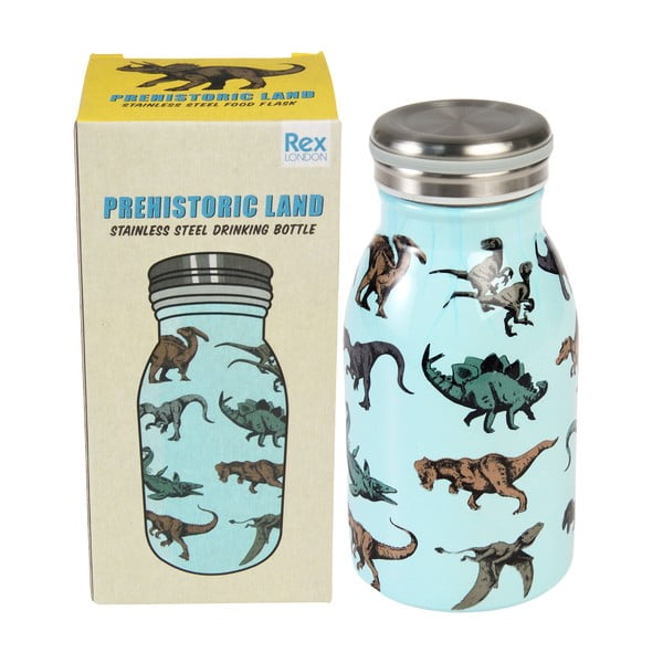 Светлосиня детска бутилка от неръждаема стомана 250 ml Prehistoric Land – Rex London-image-3