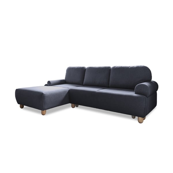 Тъмносин ъглов разтегателен диван (ляв ъгъл) Bouncy Olli - Miuform