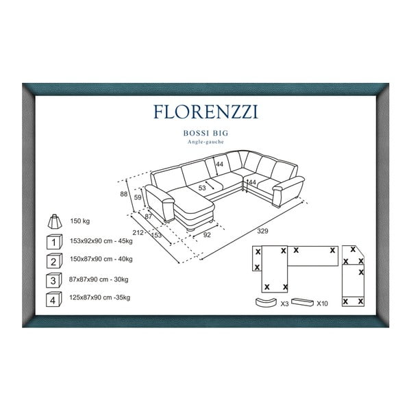 Кафяв диван Bossi Big, ляв ъгъл - Florenzzi-image-1