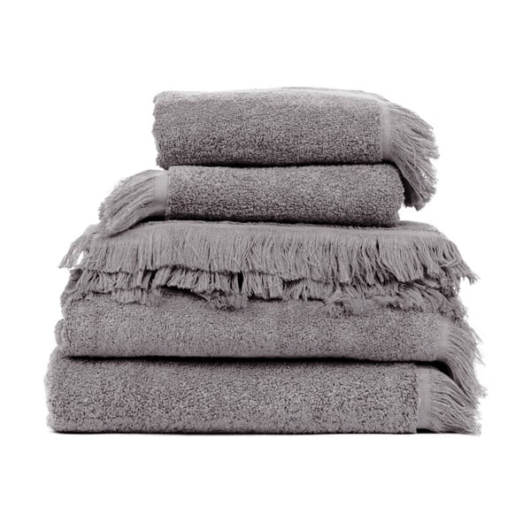 Set 2 šedých bavlněných osušek a 6 ručníků Casa Di Bassi Soft