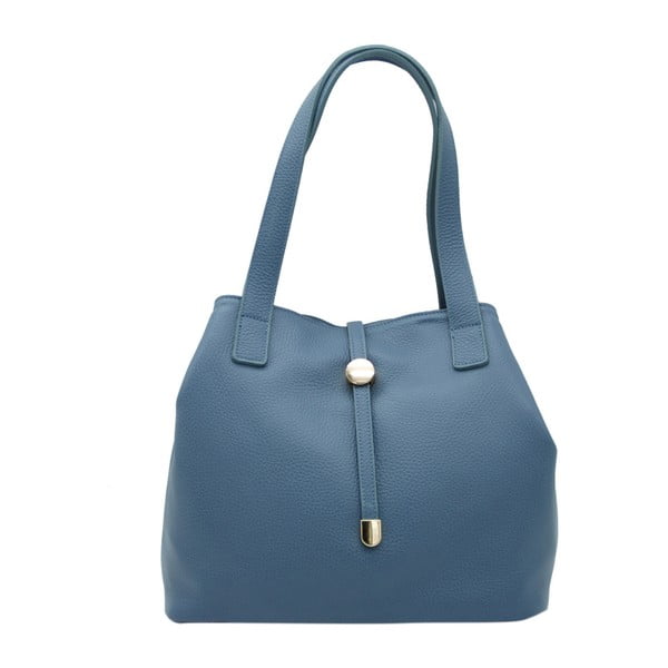 Синя чанта от естествена кожа Matteo - Andrea Cardone