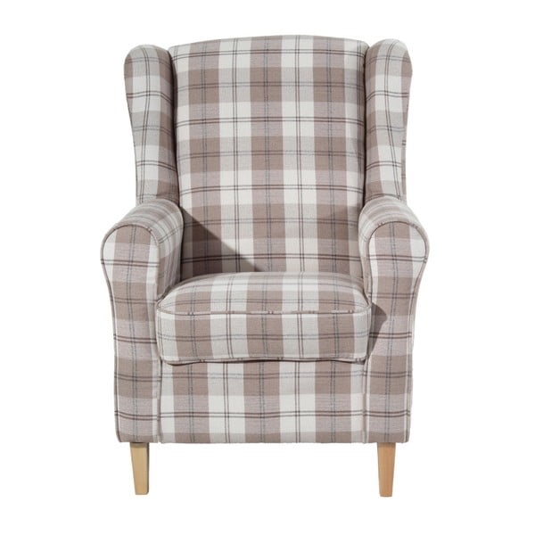 Бежов кариран ушен реколта фотьойл Lorris - Max Winzer-image-3