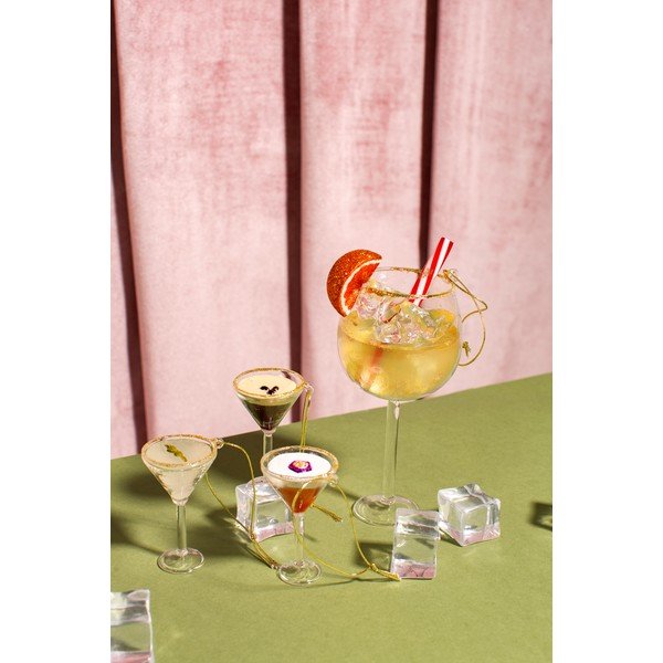 Стъклени Коледни украси в комплект 3 бр. 15,5 cm Martini Cocktail – Sass & Belle-image-1