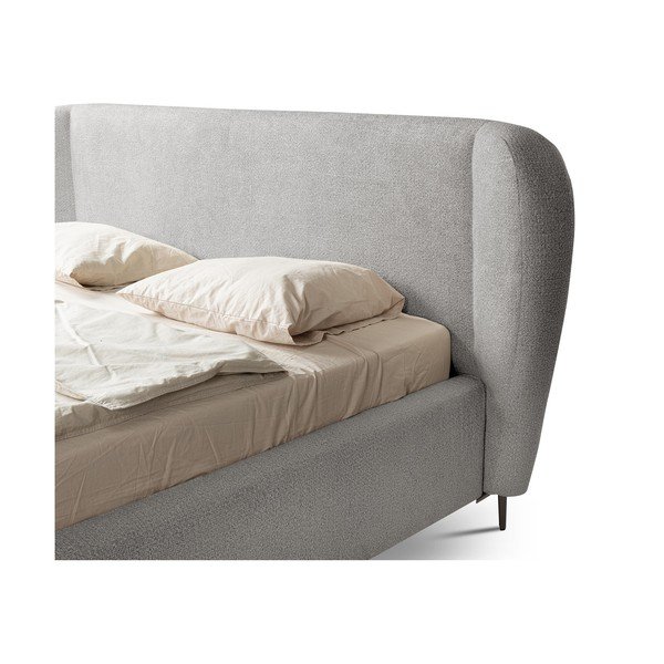 Светлосиво двойно тапицирано легло с включена подматрачна рамка 140x200 cm Makana – Makamii-image-4