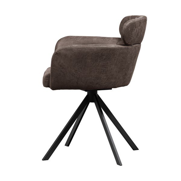 Тъмнокафяв тапициран трапезен стол с подлакътници Fenne – WOOOD-image-3