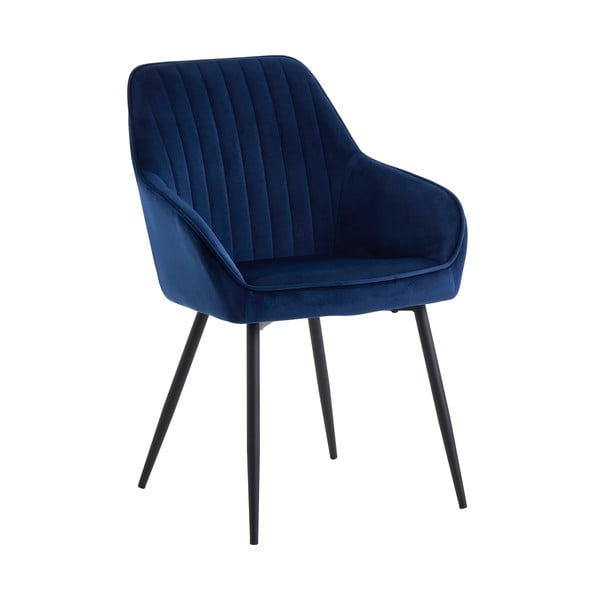 Тъмносини тапицирани трапезни столове в комплект с подлакътници 2 бр. Nolan Stripe – Unique Furniture