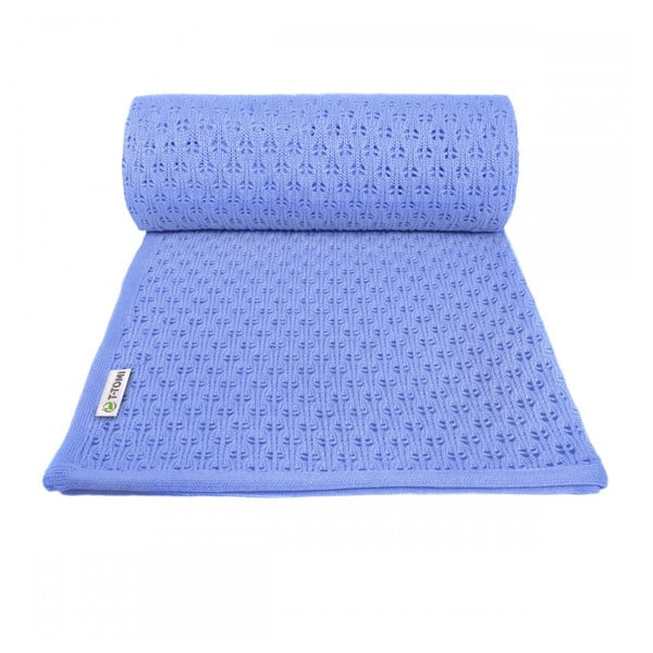 Синьо плетено бебешко одеяло със съдържание на памук , 80 x 100 cm Summer - T-TOMI