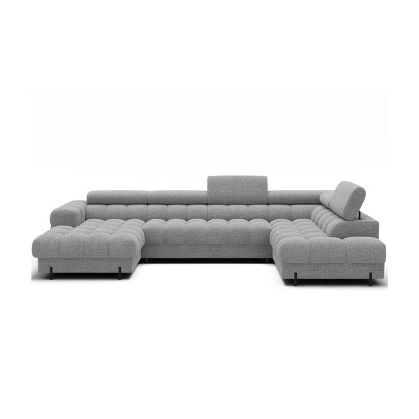 Сив разтегателен ъглов диван от букле (десен ъгъл U форма) Feraria – ELTAP