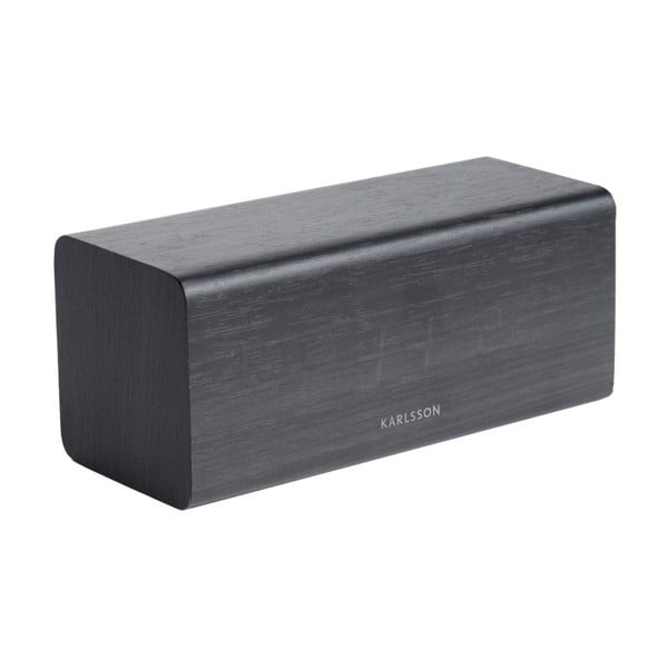 Черен будилник в дървен декор , 16 x 7,2 cm Block - Karlsson-image-2