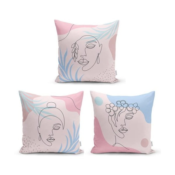 Комплект от 3 декоративни калъфки за възглавници Минималистично лице, 45 x 45 cm - Minimalist Cushion Covers