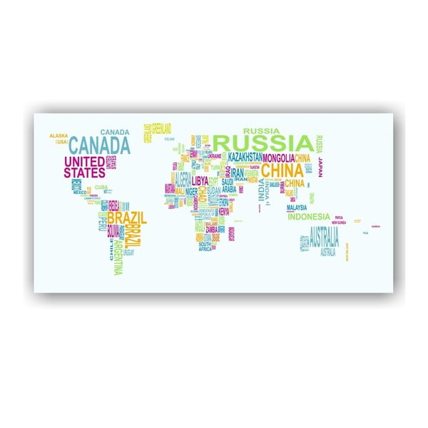 Nástěnná mapa světa na plátně Tomasucci Text World, 80 x 160 cm