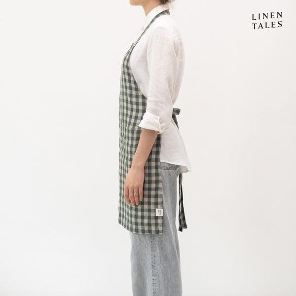 Ленена престилка Forest Green Gingham – Linen Tales-image-2