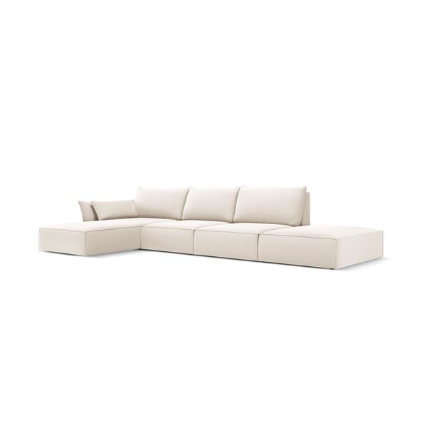 Бежов кадифен ъглов диван (ляв ъгъл) Vanda – Mazzini Sofas-image-2