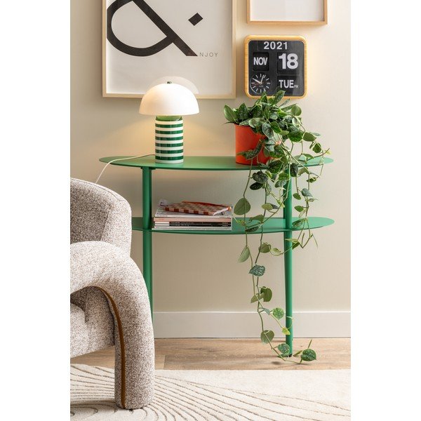 Зелена метална конзолна маса 28x90 cm Cool Retro – Leitmotiv-image-1