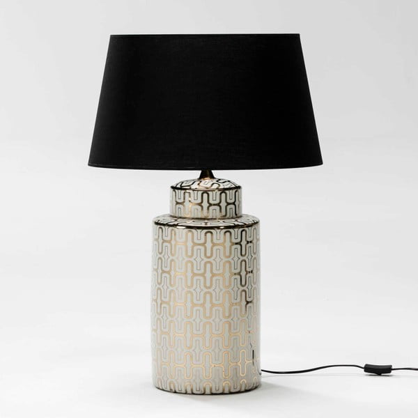 Bílo-zlatá stolní lampa z keramiky bez stínítka Thai Natura
