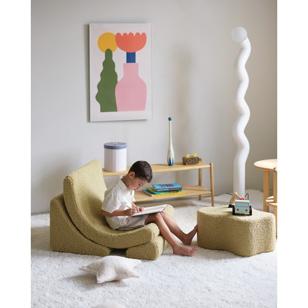 Зелен детски пуф от букле Cloud – Wigiwama-image-3