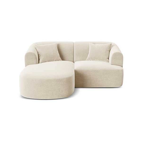 Бежов кадифен ъглов диван (ляв ъгъл) Campi – Cosmopolitan Design