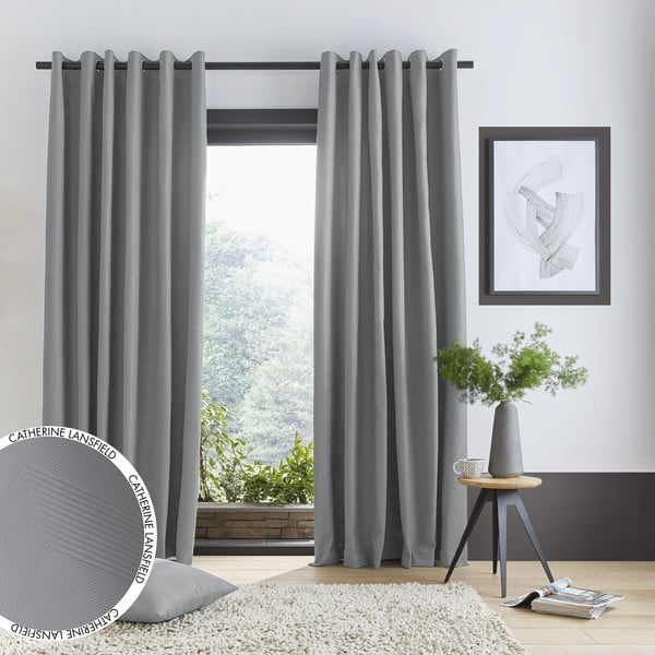 Сиви завеси в комплект от 2 бр. 229x168 cm Pinsonic - Catherine Lansfield-image-4