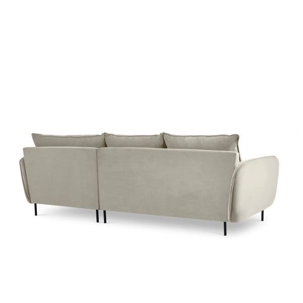 Бежов ъглов диван от кадифе , десен ъгъл Vienna - Cosmopolitan Design-image-4