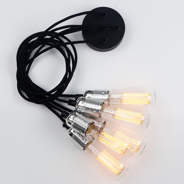 Черна висяща лампа с пет рамена и сребърни детайли Uno - Sotto Luce-image-3