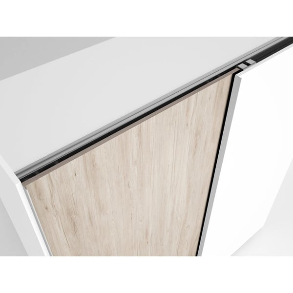 Бял гардероб в дъбов декор с плъзгащи се врати 182x200 cm Sahara - Marckeric-image-3