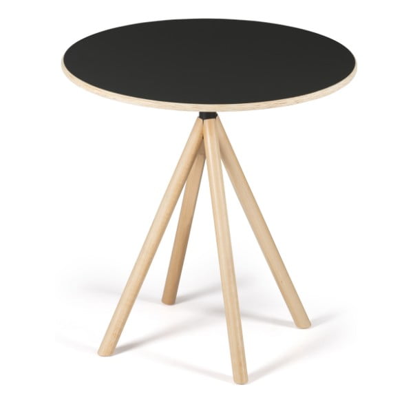 Černý stůl s dřevěnými nohami IKER Mannequin Round